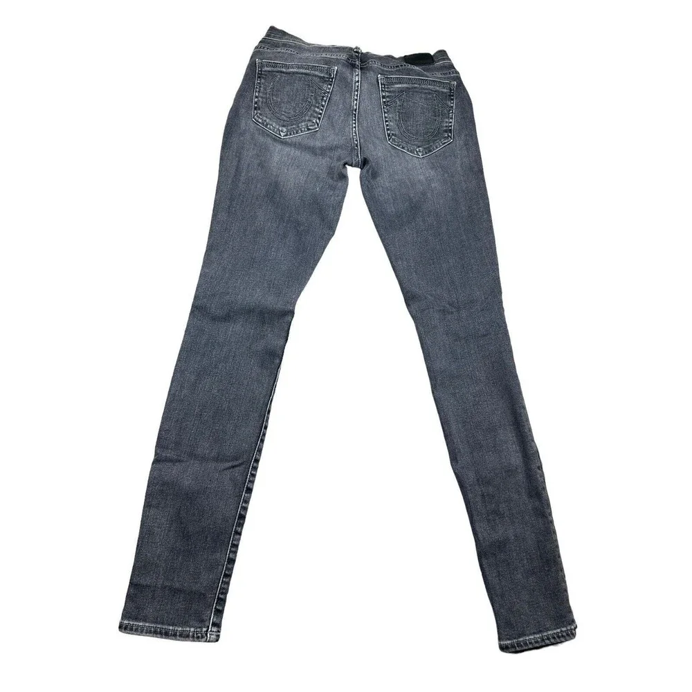 True Religion‎ Womens HALLE Skinny Jeans Size 26 Black Mid Rise